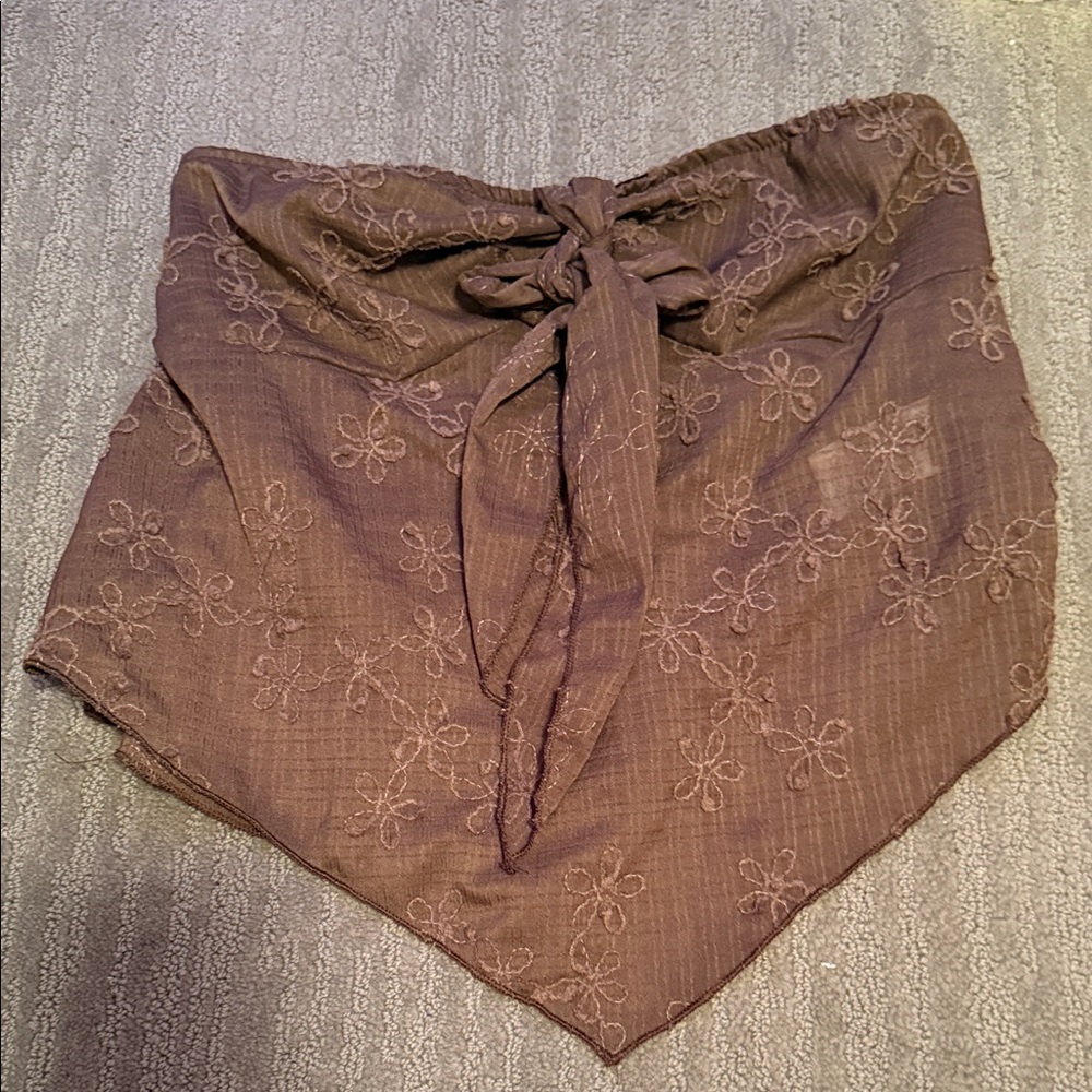 SHEIN Brown Floral Embroidered Skirt